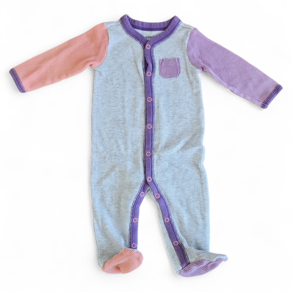 5/$25 Carter’s Baby Girls Thermal Sleeper Colorblock Snap Pajamas 6M
